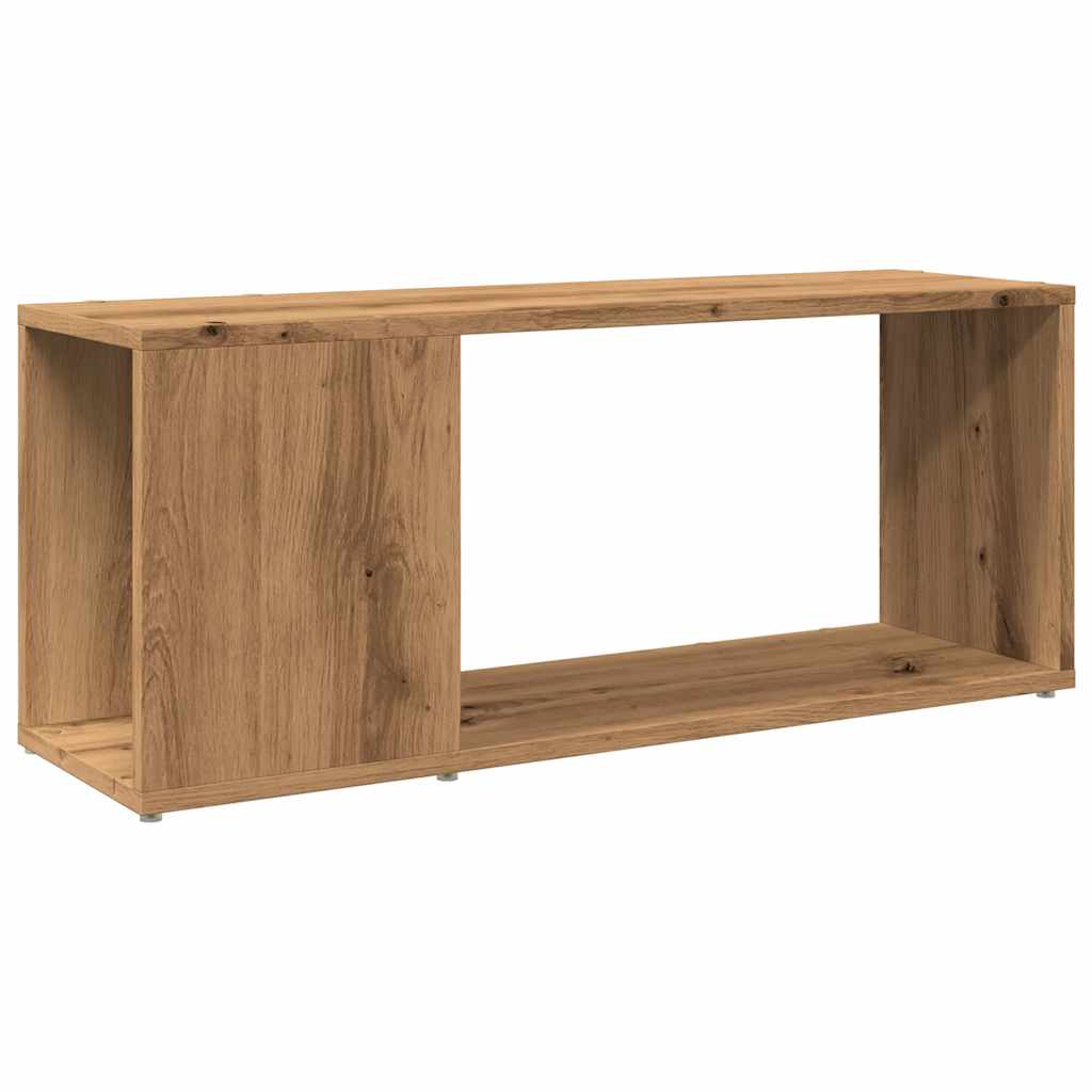 Tv-meubel 80x24x32cm bewerkt hout artisanaal eikenkleur