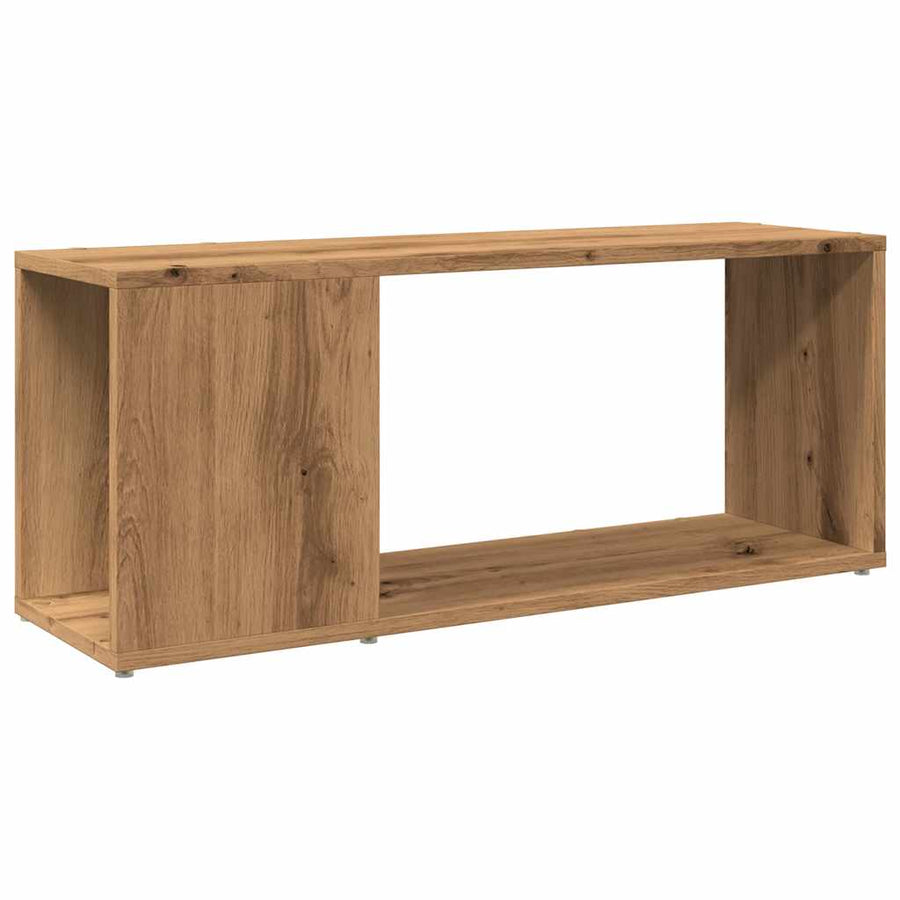 Tv-meubel 80x24x32cm bewerkt hout artisanaal eikenkleur