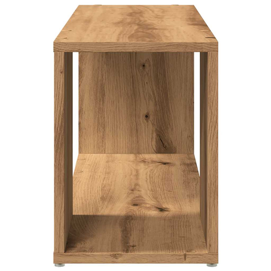 Tv-meubel 80x24x32cm bewerkt hout artisanaal eikenkleur