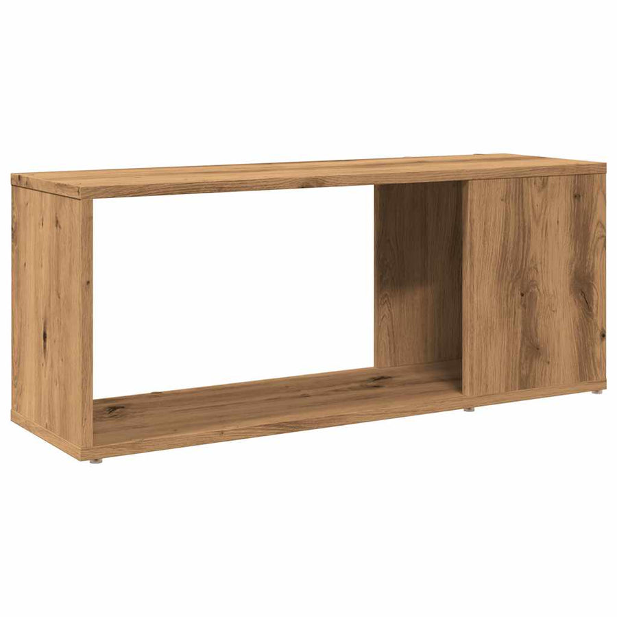 Tv-meubel 80x24x32cm bewerkt hout artisanaal eikenkleur