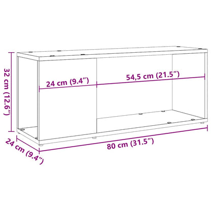 Tv-meubel 80x24x32cm bewerkt hout artisanaal eikenkleur
