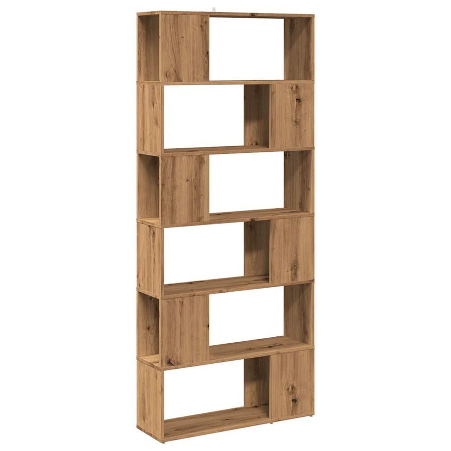 Boekenkast/kamerscherm 80x24x186 cm artisanaal eikenkleur
