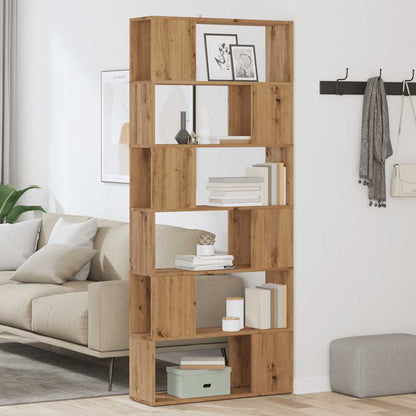 Boekenkast/kamerscherm 80x24x186 cm artisanaal eikenkleur