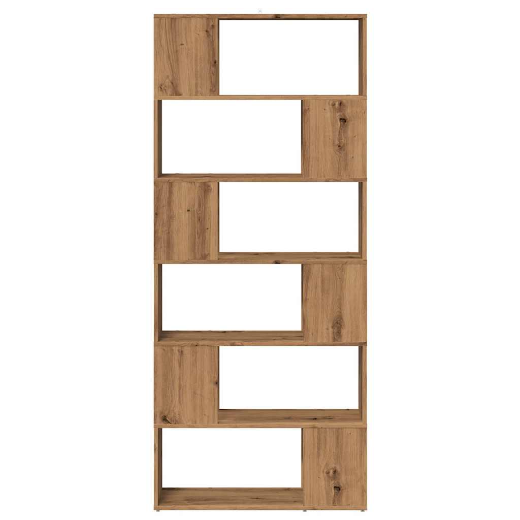 Boekenkast/kamerscherm 80x24x186 cm artisanaal eikenkleur