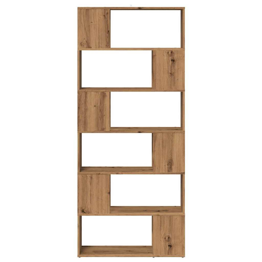Boekenkast/kamerscherm 80x24x186 cm artisanaal eikenkleur