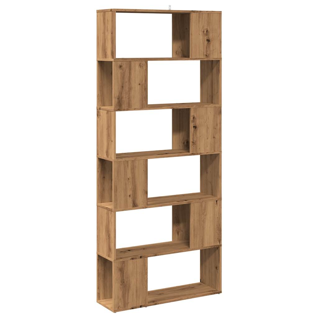 Boekenkast/kamerscherm 80x24x186 cm artisanaal eikenkleur