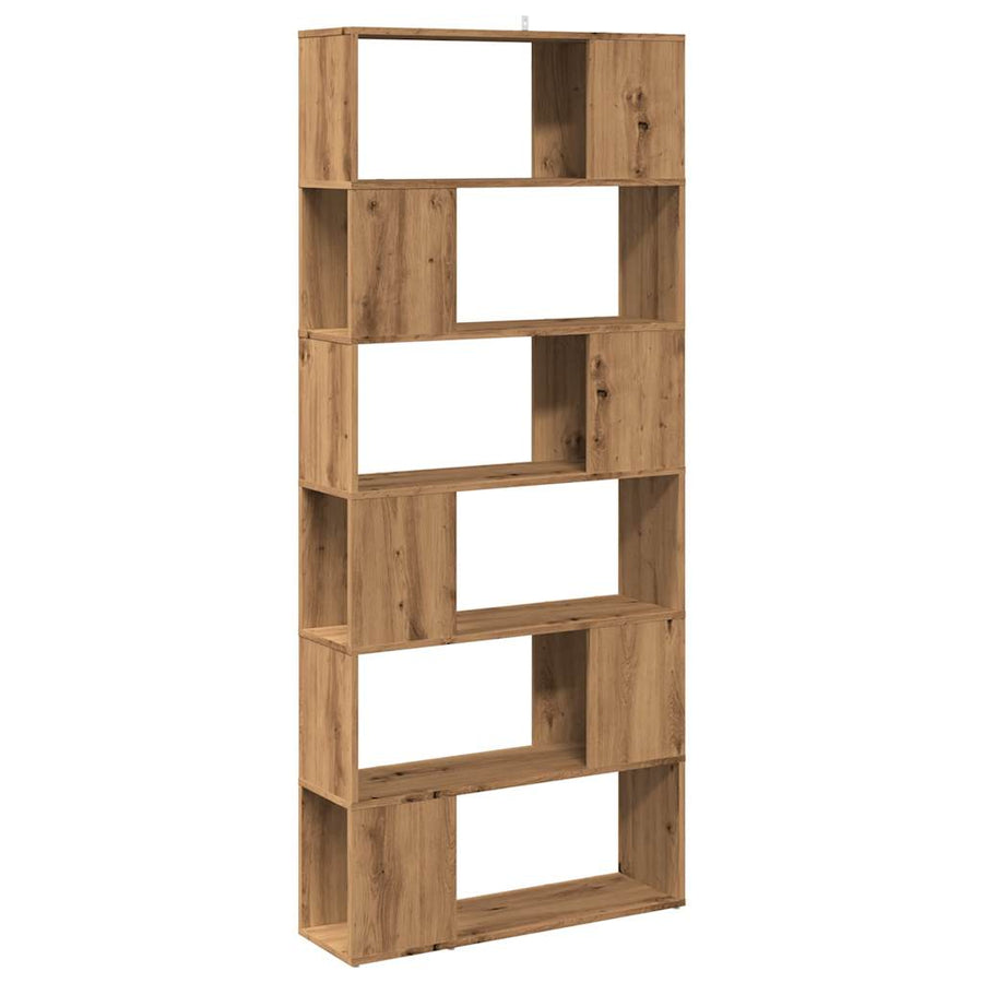 Boekenkast/kamerscherm 80x24x186 cm artisanaal eikenkleur