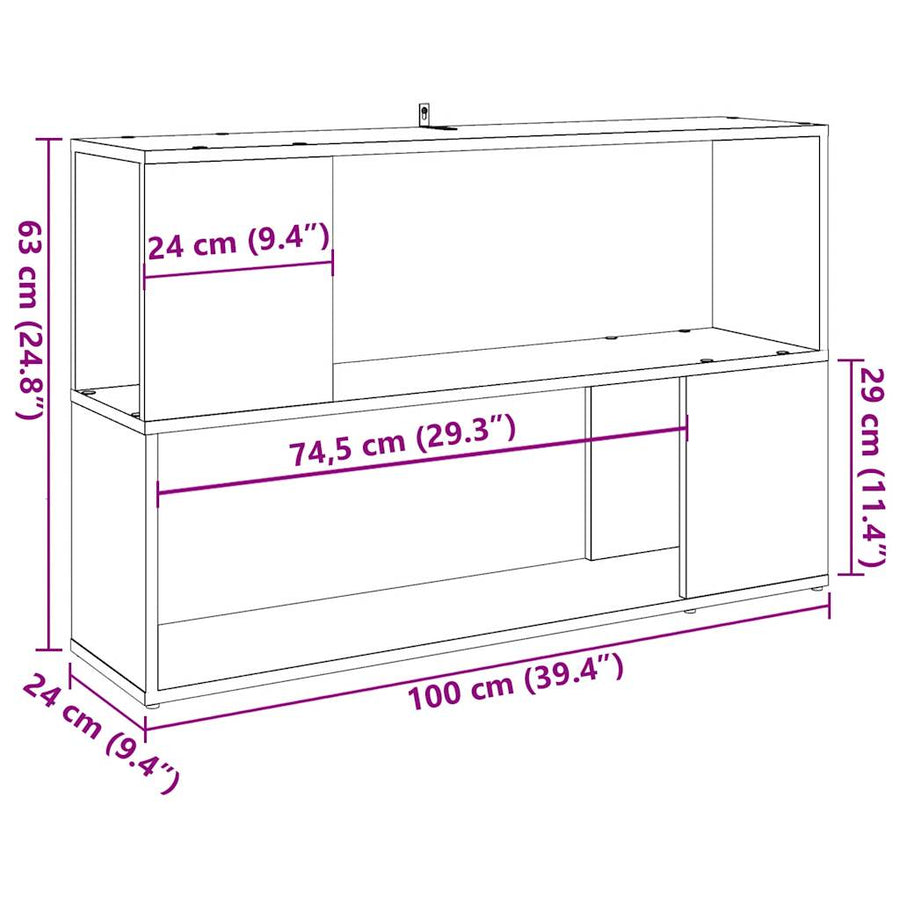 Boekenkast 100x24x63 cm bewerkt hout oud houtkleurig