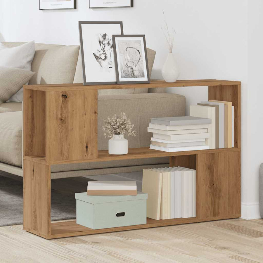 Boekenkast 100x24x63 cm bewerkt hout artisanaal eikenkleur