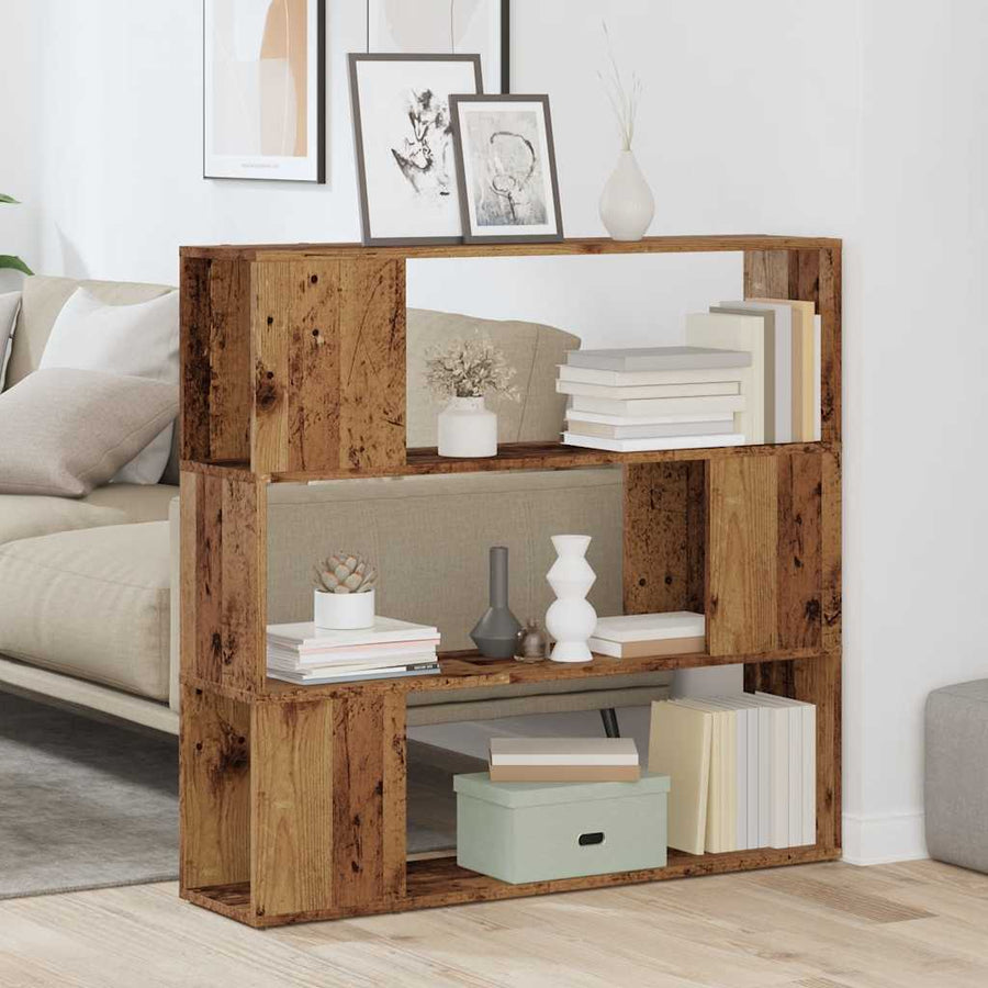 Boekenkast/kamerscherm 100x24x94 cm oud houtkleurig