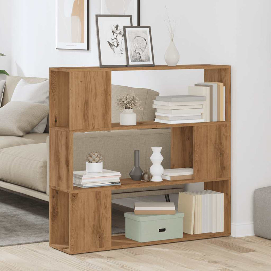 Boekenkast/kamerscherm 100x24x94 cm artisanaal eikenkleur