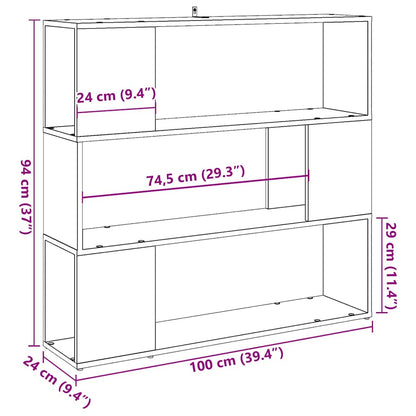 Boekenkast/kamerscherm 100x24x94 cm artisanaal eikenkleur