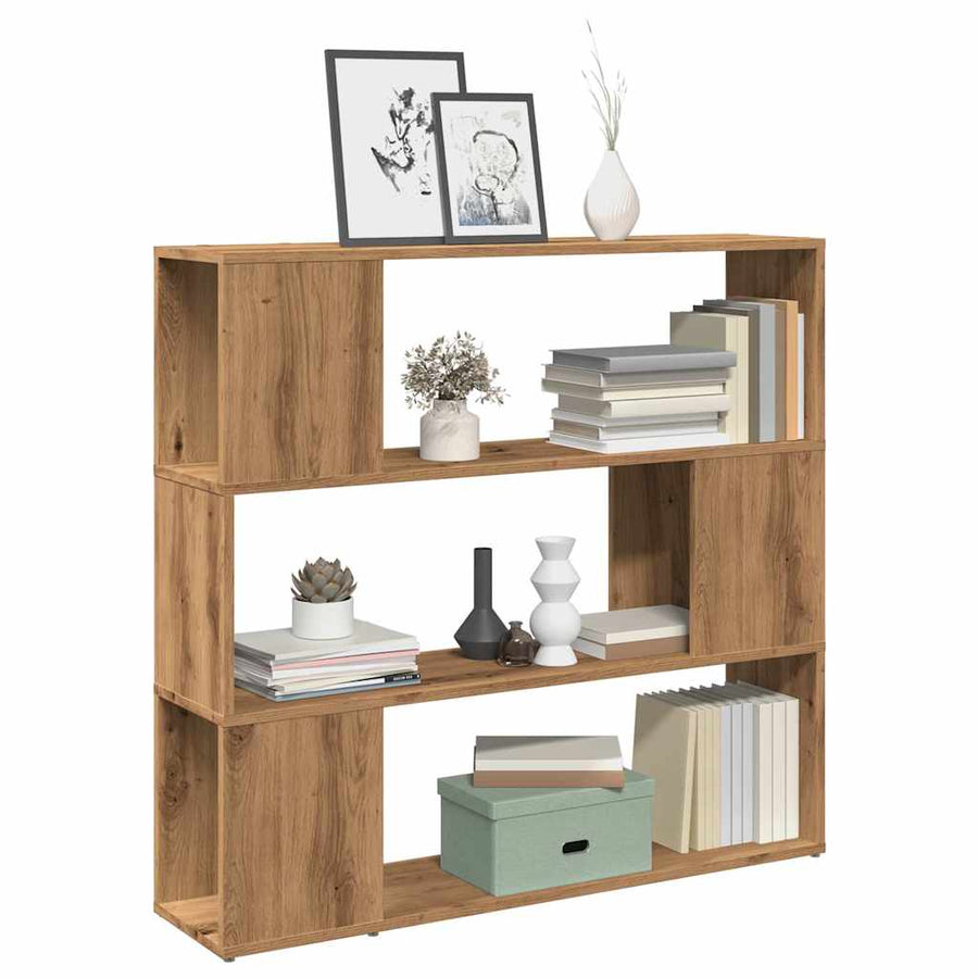 Boekenkast/kamerscherm 100x24x94 cm artisanaal eikenkleur
