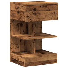Nachtkastje 40x35x65 cm bewerkt hout oud houtkleurig