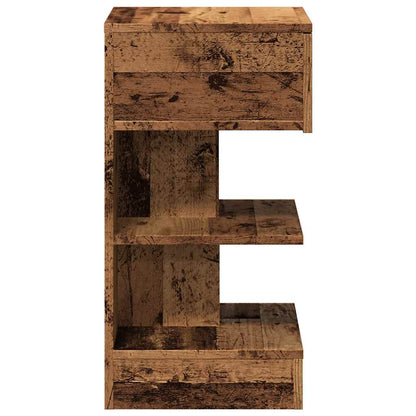 Nachtkastje 40x35x65 cm bewerkt hout oud houtkleurig