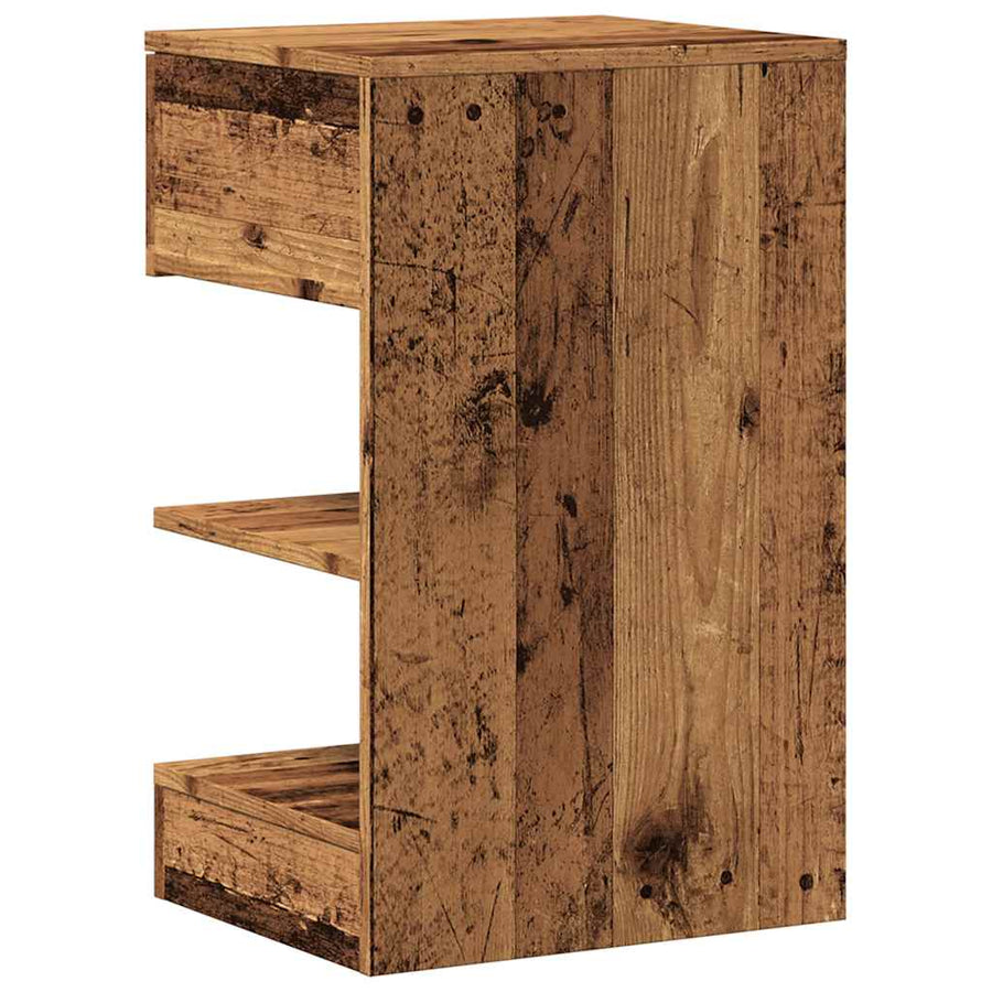 Nachtkastje 40x35x65 cm bewerkt hout oud houtkleurig