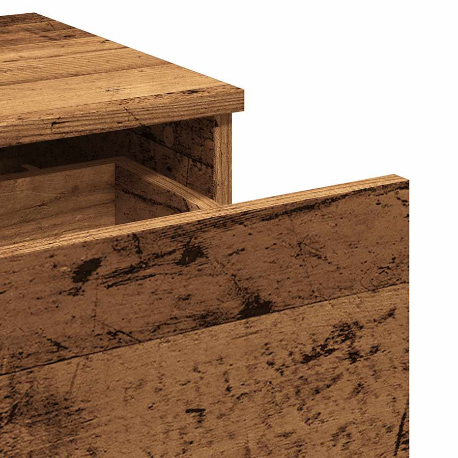 Nachtkastje 40x35x65 cm bewerkt hout oud houtkleurig