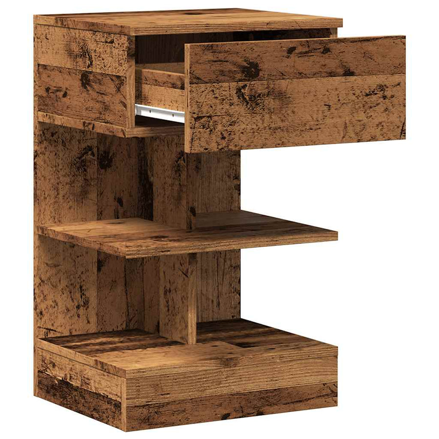 Nachtkastjes 2 st 40x35x65 cm bewerkt hout oud houtkleurig