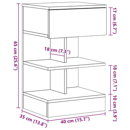 Nachtkastjes 2 st 40x35x65 cm bewerkt hout oud houtkleurig