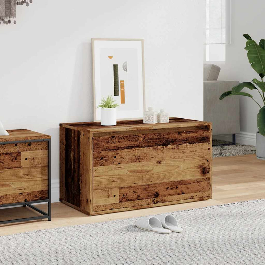 Halbankje 80x40x45 cm bewerkt hout oud houtkleurig