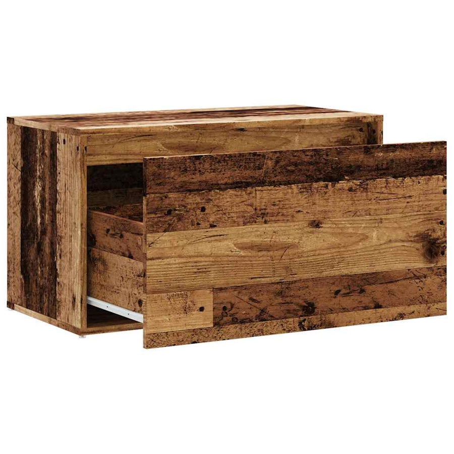 Halbankje 80x40x45 cm bewerkt hout oud houtkleurig