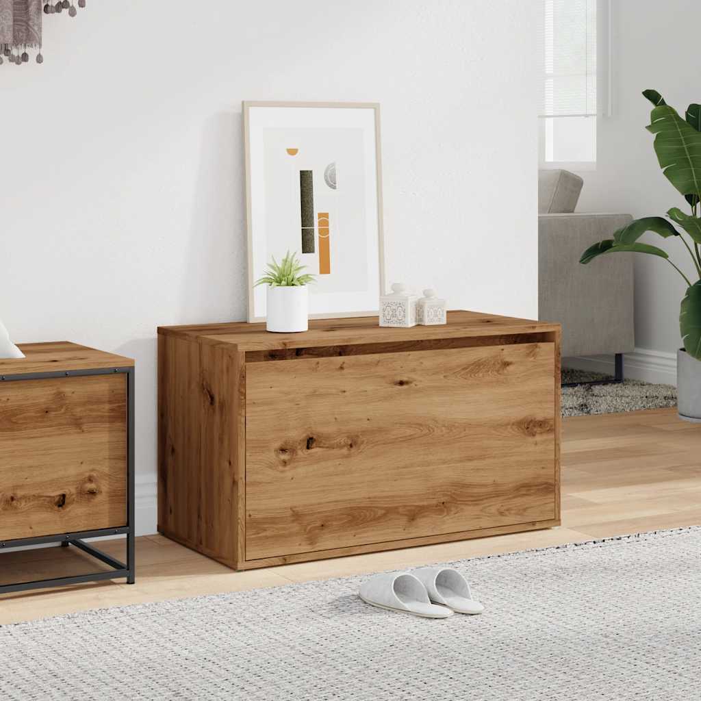 Halbankje 80x40x45 cm bewerkt hout artisanaal eikenkleur