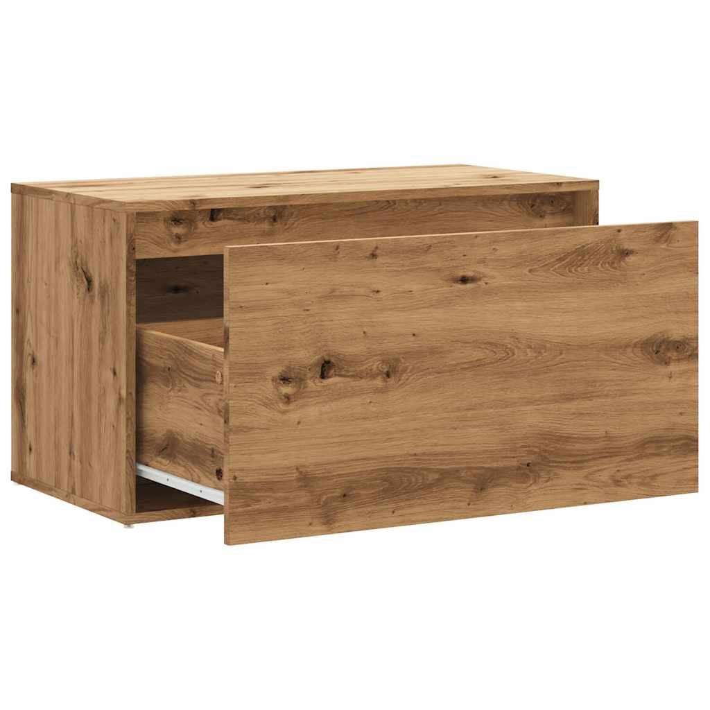 Halbankje 80x40x45 cm bewerkt hout artisanaal eikenkleur