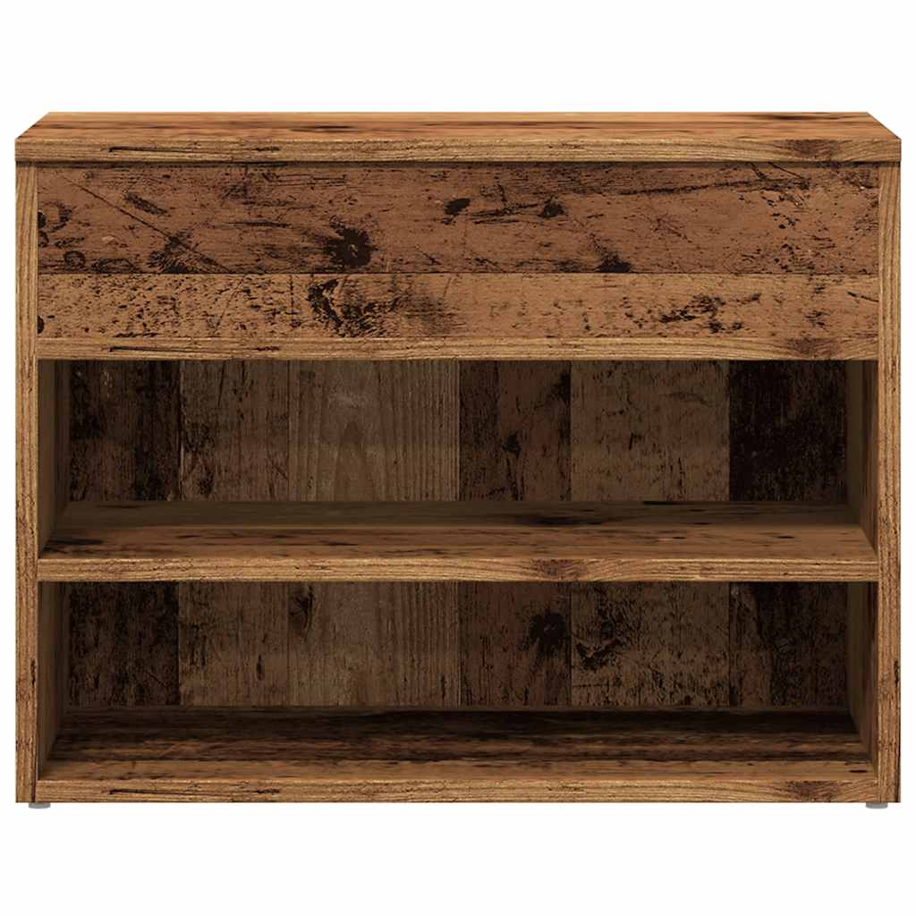 Schoenenbank 60x30x45 cm bewerkt hout oud houtkleurig