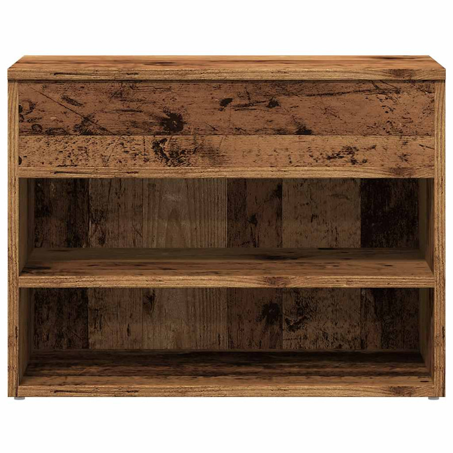 Schoenenbank 60x30x45 cm bewerkt hout oud houtkleurig