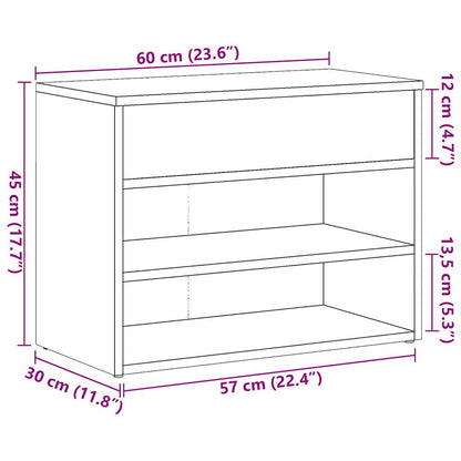 Schoenenbank 60x30x45 cm bewerkt hout oud houtkleurig