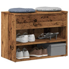 Schoenenbank 60x30x45 cm bewerkt hout oud houtkleurig
