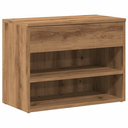 Schoenenbankje 60x30x45 cm bewerkt hout artisanaal eikenkleur