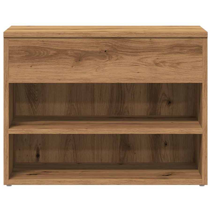 Schoenenbankje 60x30x45 cm bewerkt hout artisanaal eikenkleur
