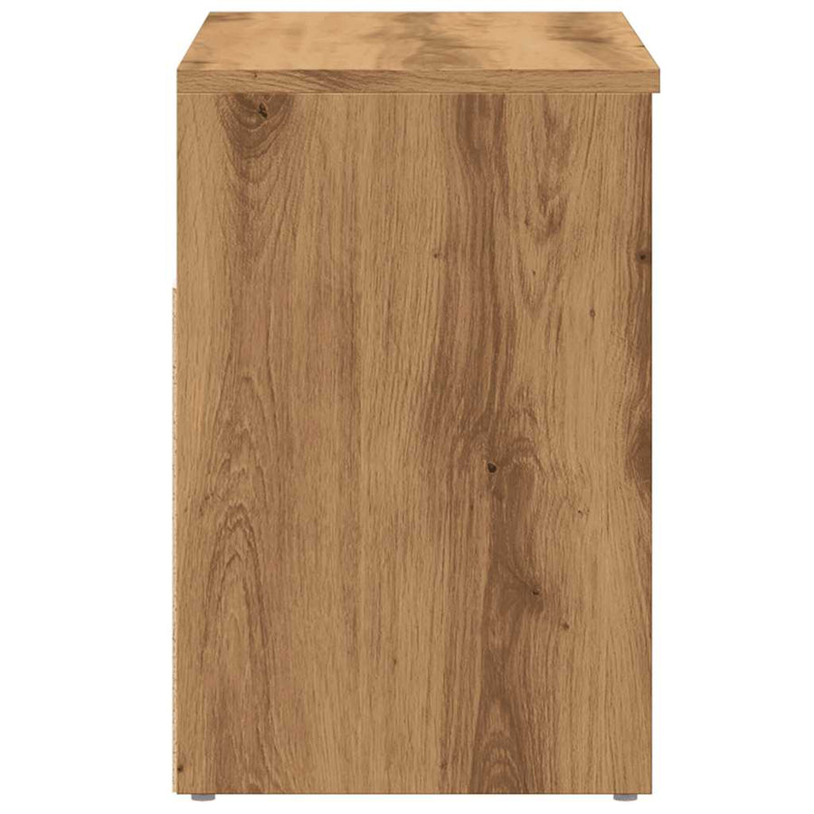 Schoenenbankje 60x30x45 cm bewerkt hout artisanaal eikenkleur