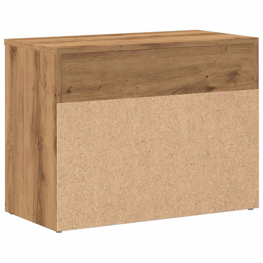 Schoenenbankje 60x30x45 cm bewerkt hout artisanaal eikenkleur