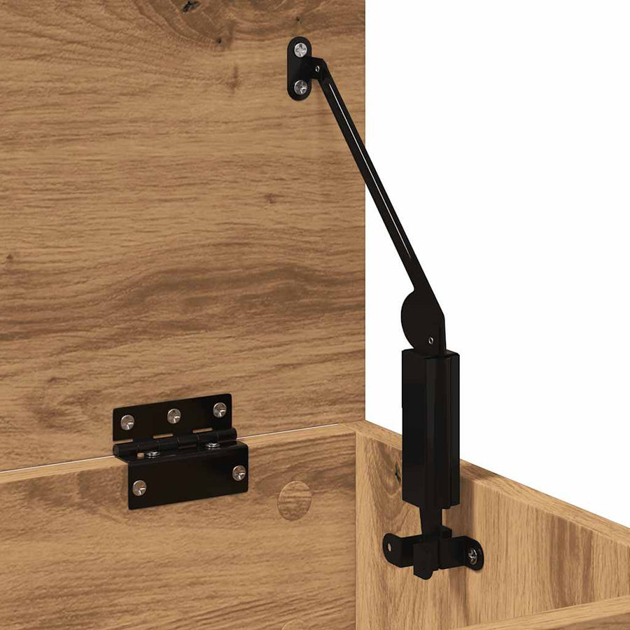 Schoenenbankje 60x30x45 cm bewerkt hout artisanaal eikenkleur