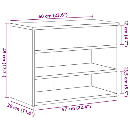 Schoenenbankje 60x30x45 cm bewerkt hout artisanaal eikenkleur