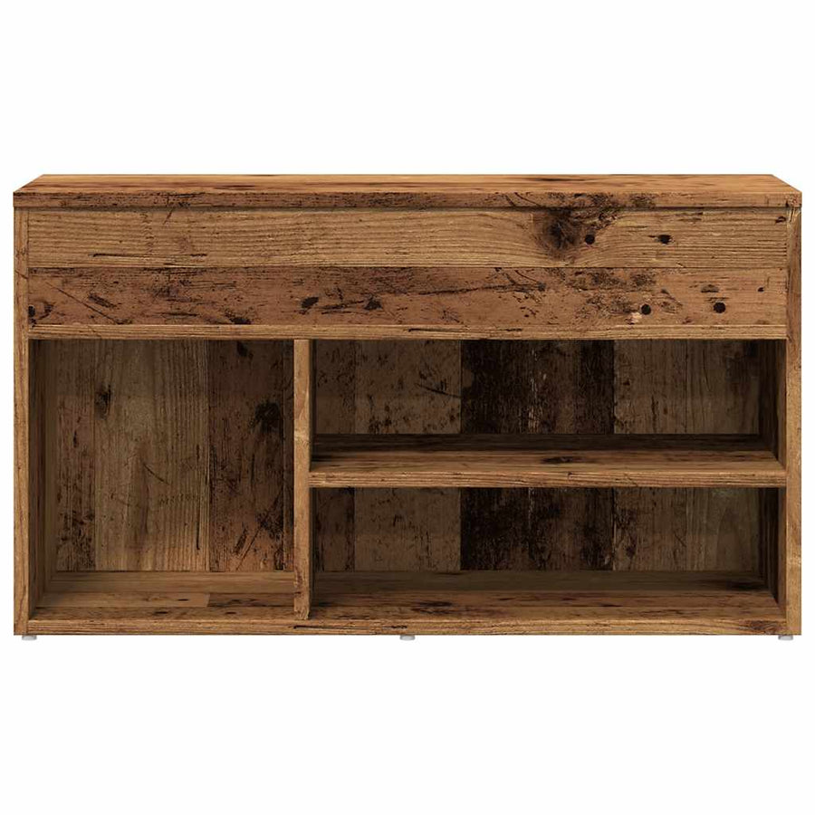 Schoenenbank 80x30x45 cm bewerkt hout oud houtkleurig