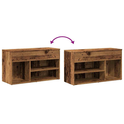 Schoenenbank 80x30x45 cm bewerkt hout oud houtkleurig