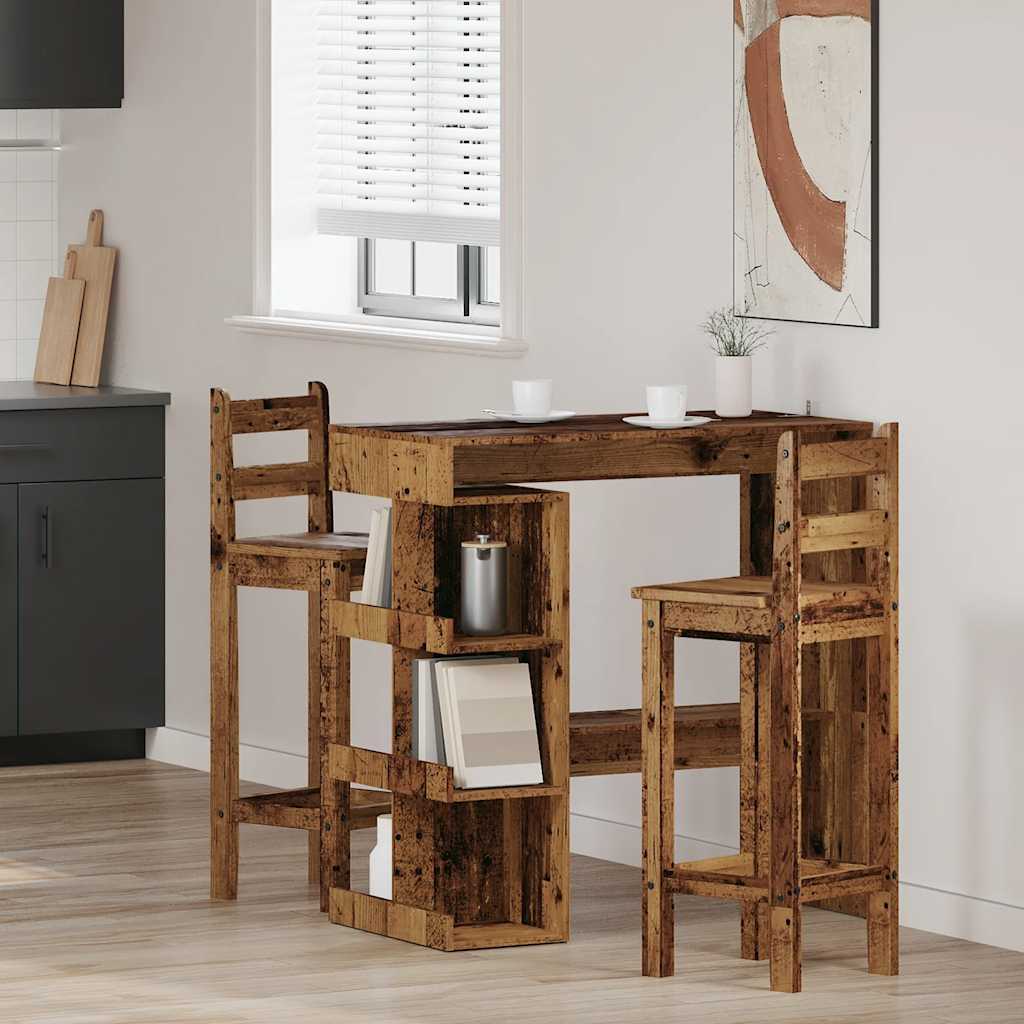 Bartafel met opbergrek 100x48x101,5 cm oud houtkleurig