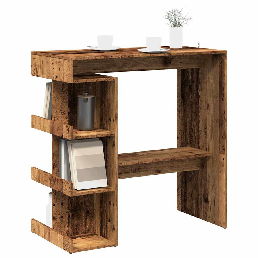 Bartafel met opbergrek 100x48x101,5 cm oud houtkleurig