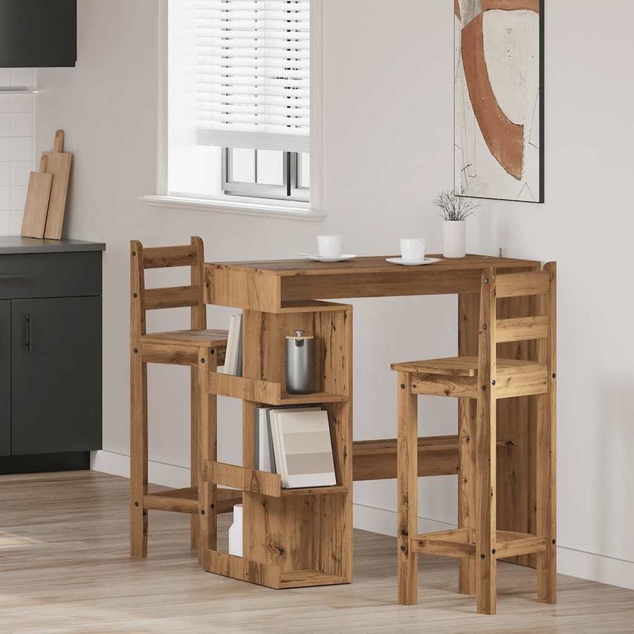 Bartafel met opbergrek 100x50x101,5 cm artisanaal eikenkleurig