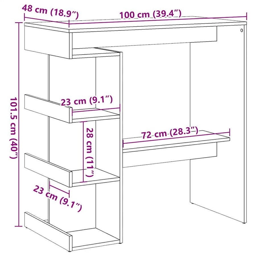 Bartafel met opbergrek 100x50x101,5 cm artisanaal eikenkleurig