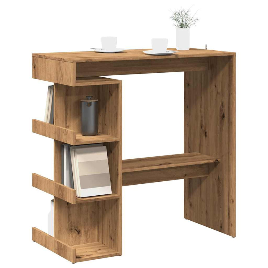 Bartafel met opbergrek 100x50x101,5 cm artisanaal eikenkleurig