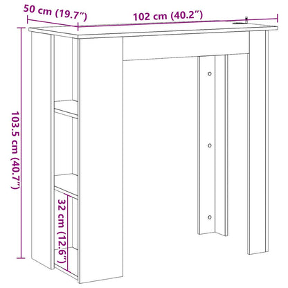 Bartafel met schap 102x50x103,5 cm bewerkt hout oud houtkleurig