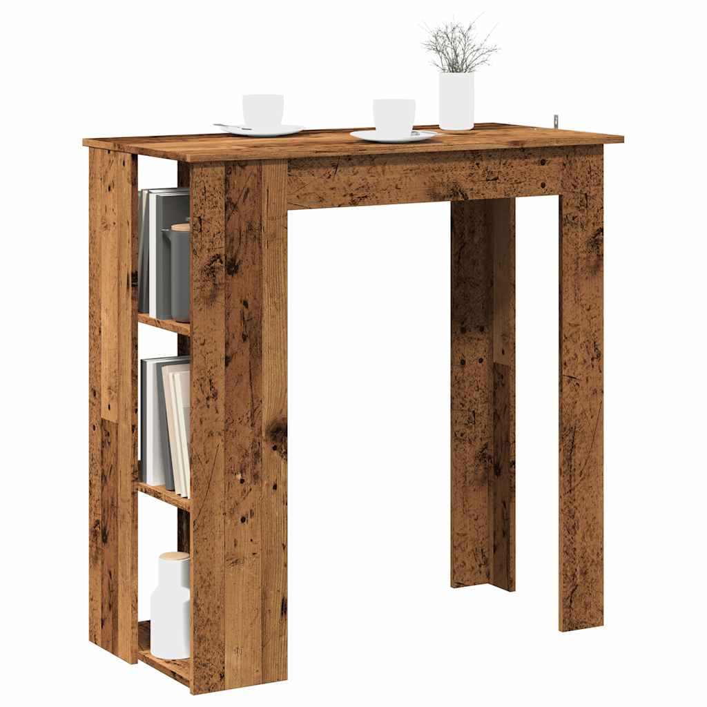 Bartafel met schap 102x50x103,5 cm bewerkt hout oud houtkleurig