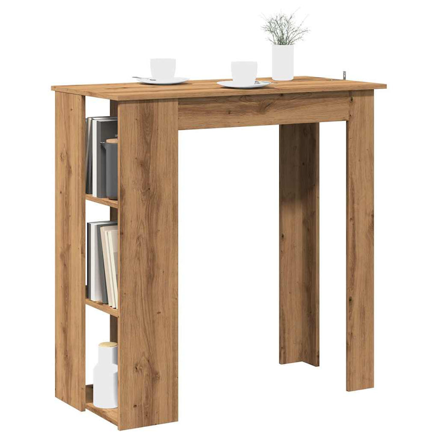 Bartafel met schap 102x50x103,5cm bewerkt hout artisanaal eiken