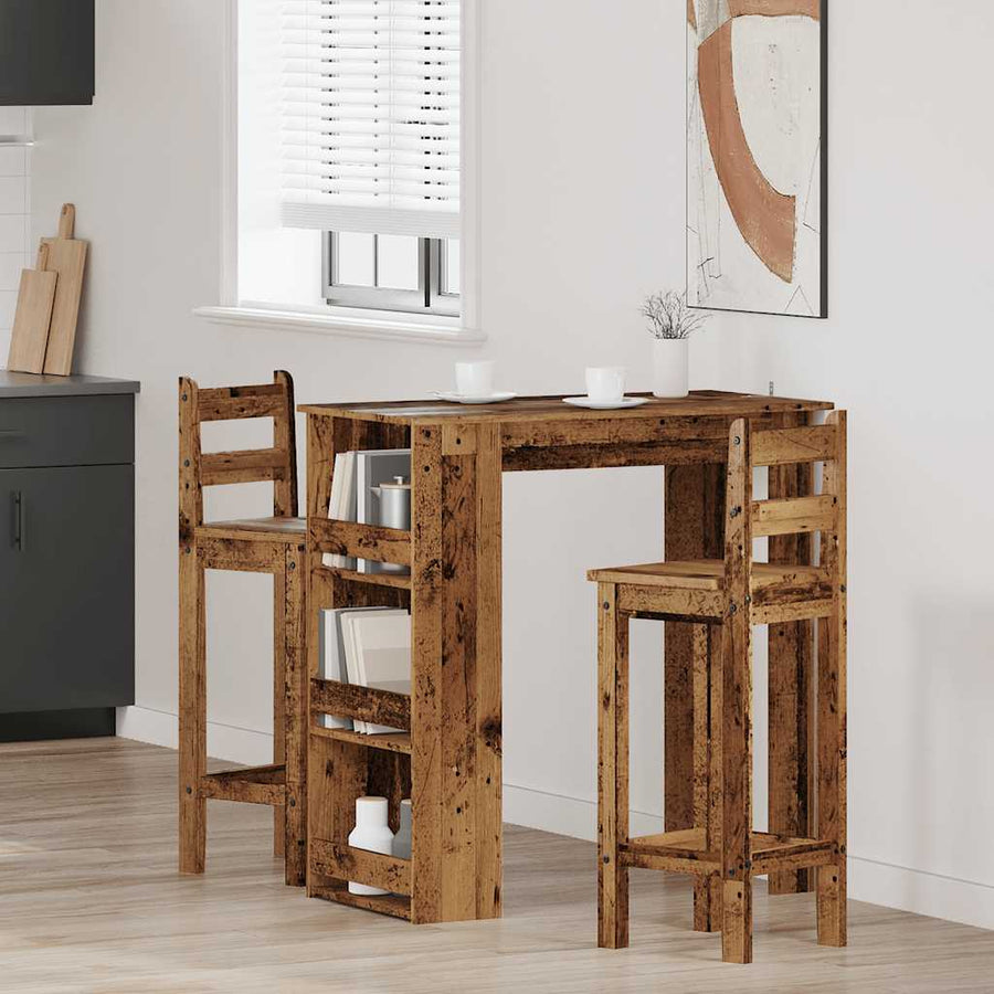Bartafel met opbergrek 102x50x103,5 cm oud houtkleurig