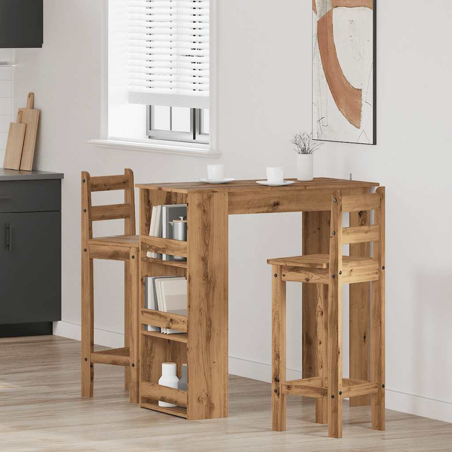Bartafel met opbergrek 102x50x103,5 cm artisanaal eikenkleurig