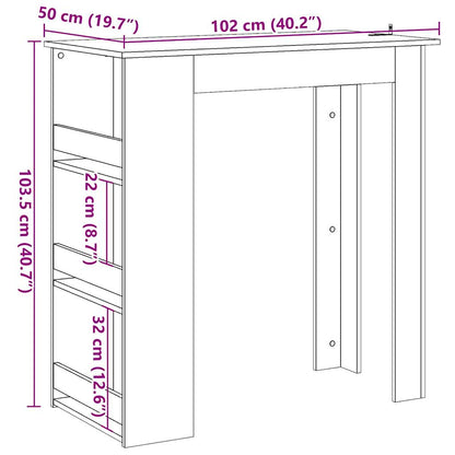 Bartafel met opbergrek 102x50x103,5 cm artisanaal eikenkleurig